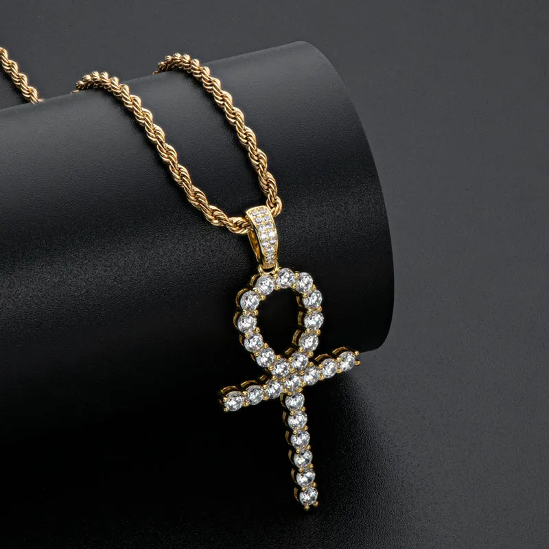 Created Diamond Hip Hop Rope Chain Pendant Necklace 23.62''