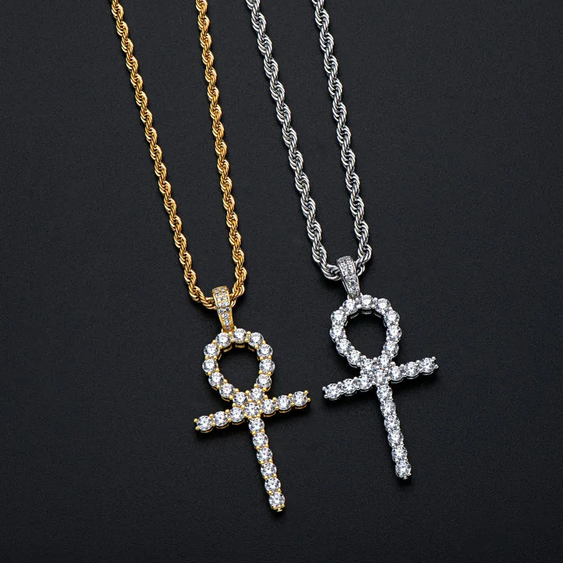Created Diamond Hip Hop Rope Chain Pendant Necklace 23.62''