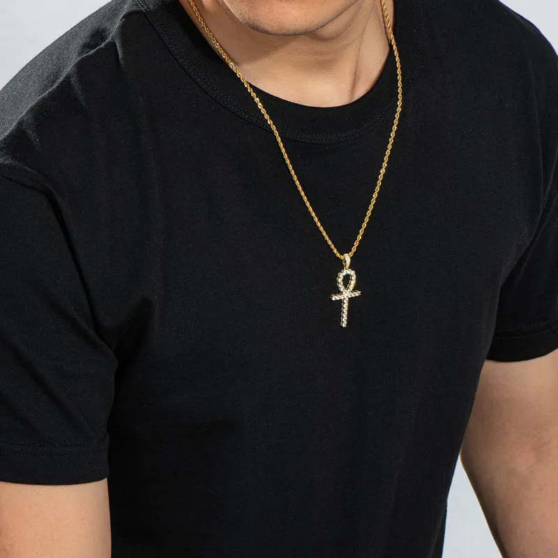 Created Diamond Hip Hop Rope Chain Pendant Necklace 23.62''