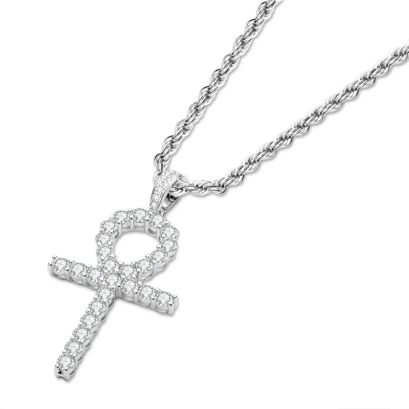 Created Diamond Hip Hop Rope Chain Pendant Necklace 23.62''