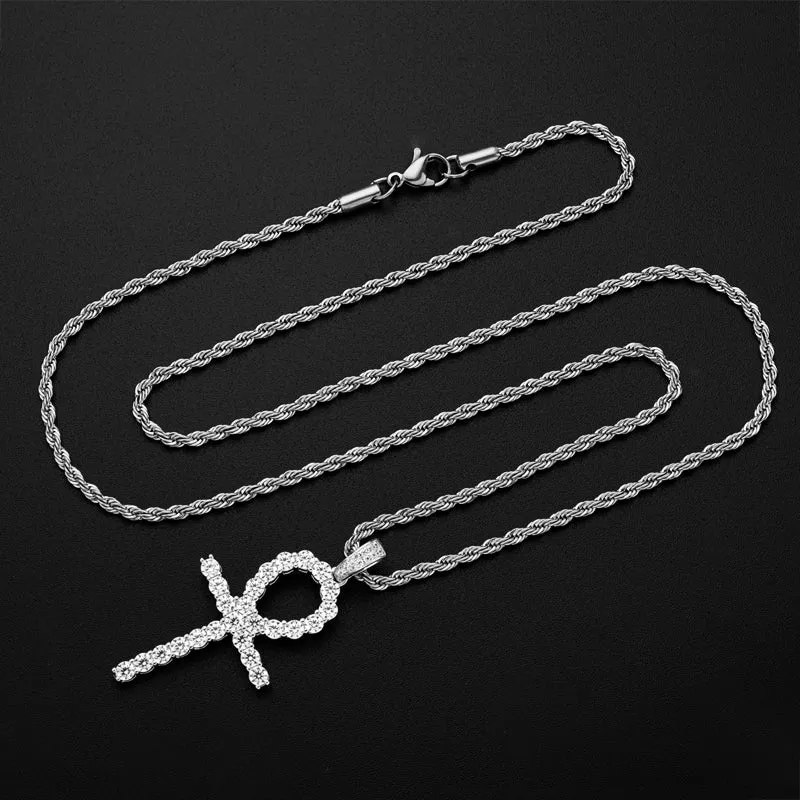 Created Diamond Hip Hop Rope Chain Pendant Necklace 23.62''