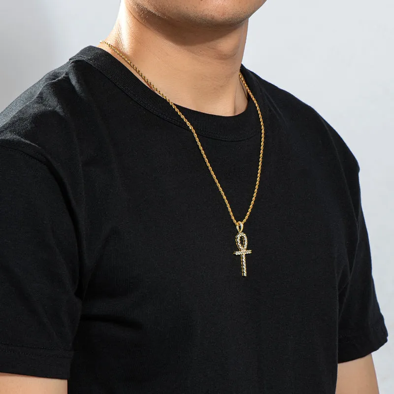 Created Diamond Hip Hop Rope Chain Pendant Necklace 23.62''
