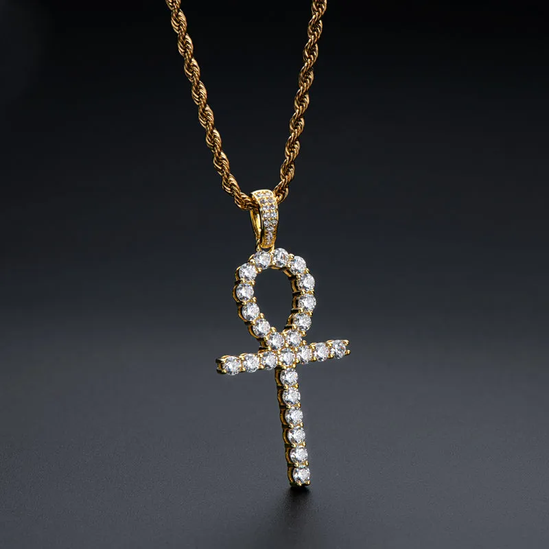 Created Diamond Hip Hop Rope Chain Pendant Necklace 23.62''