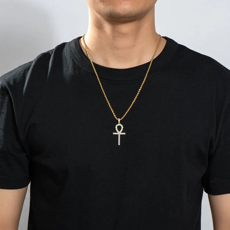 Created Diamond Hip Hop Rope Chain Pendant Necklace 23.62''