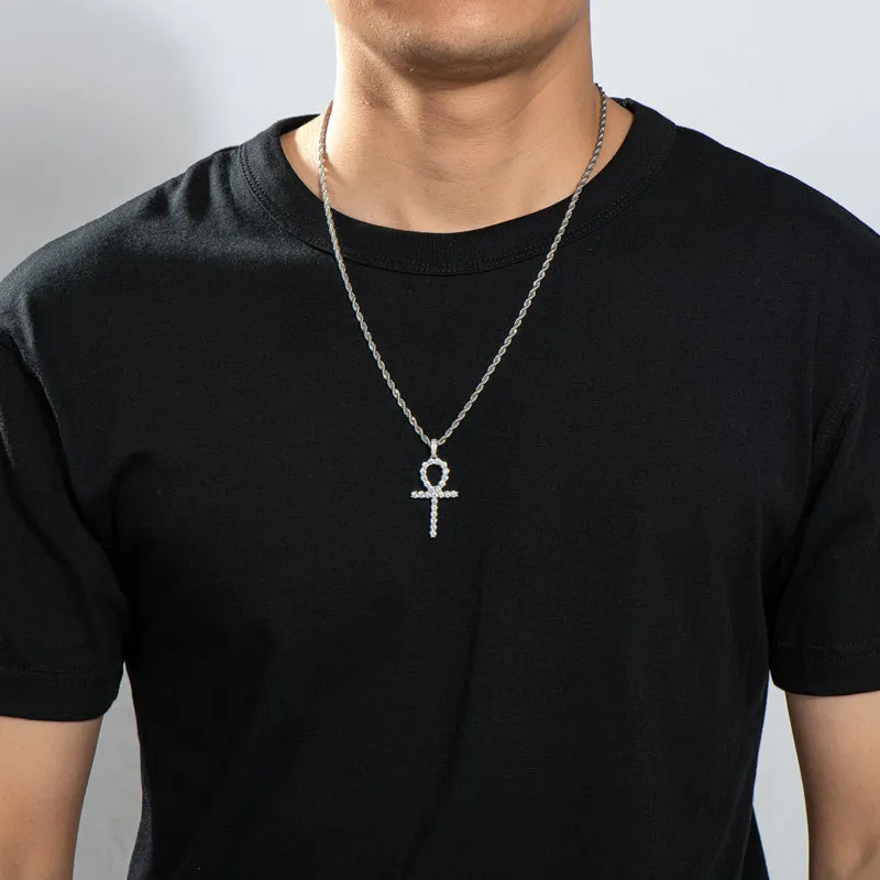Created Diamond Hip Hop Rope Chain Pendant Necklace 23.62''