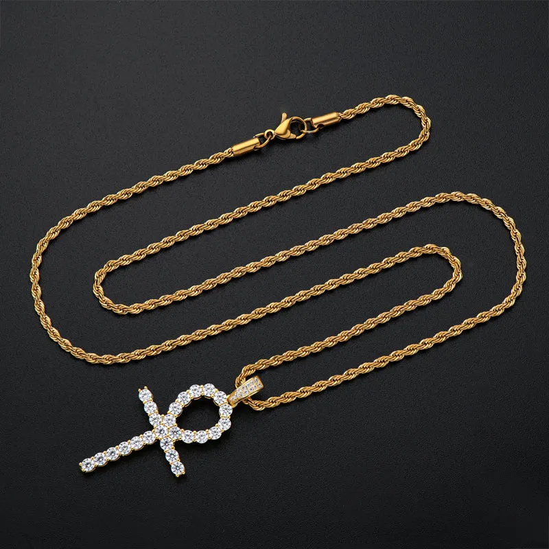 Created Diamond Hip Hop Rope Chain Pendant Necklace 23.62''