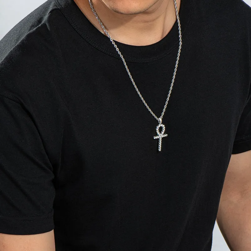Created Diamond Hip Hop Rope Chain Pendant Necklace 23.62''