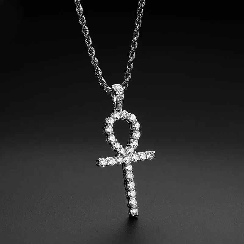 Created Diamond Hip Hop Rope Chain Pendant Necklace 23.62''