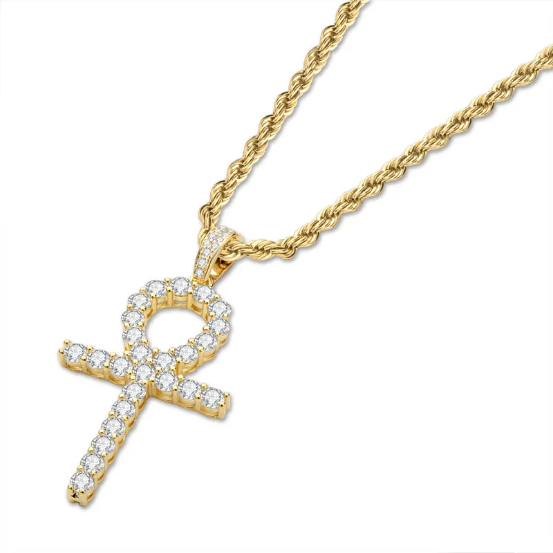 Created Diamond Hip Hop Rope Chain Pendant Necklace 23.62''