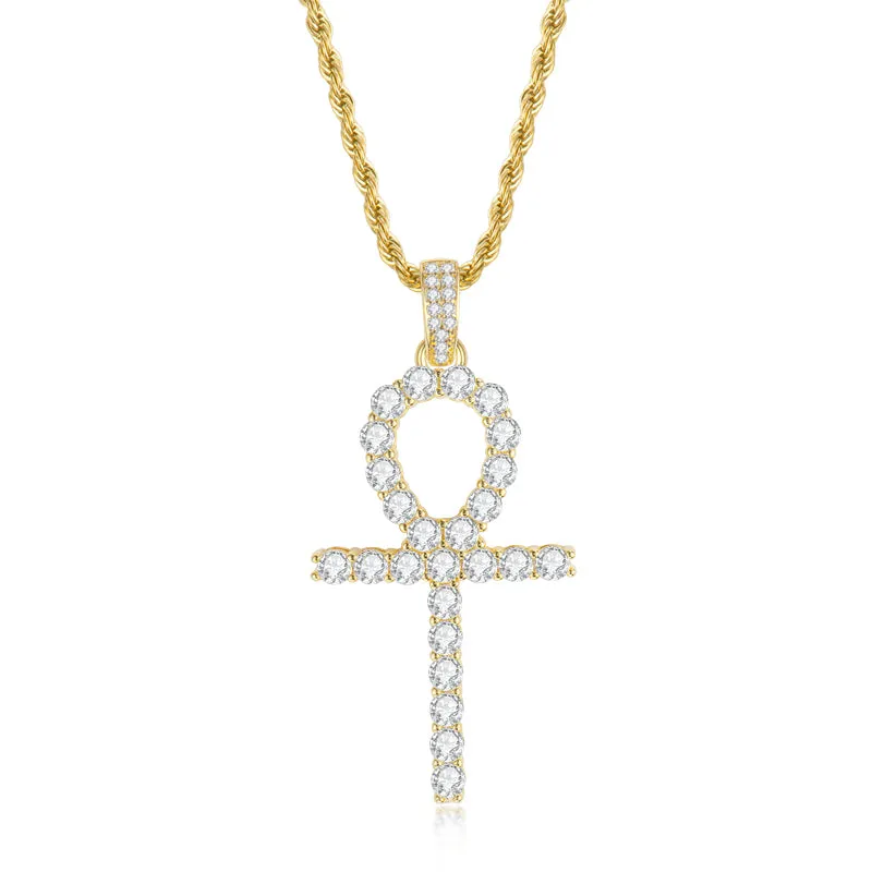 Created Diamond Hip Hop Rope Chain Pendant Necklace 23.62''