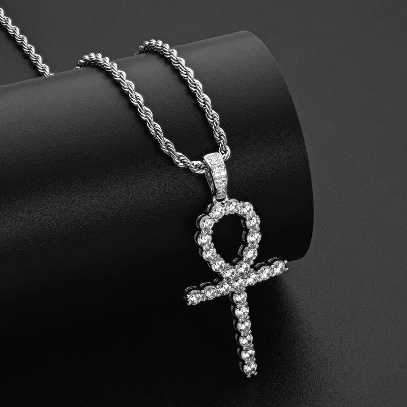 Created Diamond Hip Hop Rope Chain Pendant Necklace 23.62''