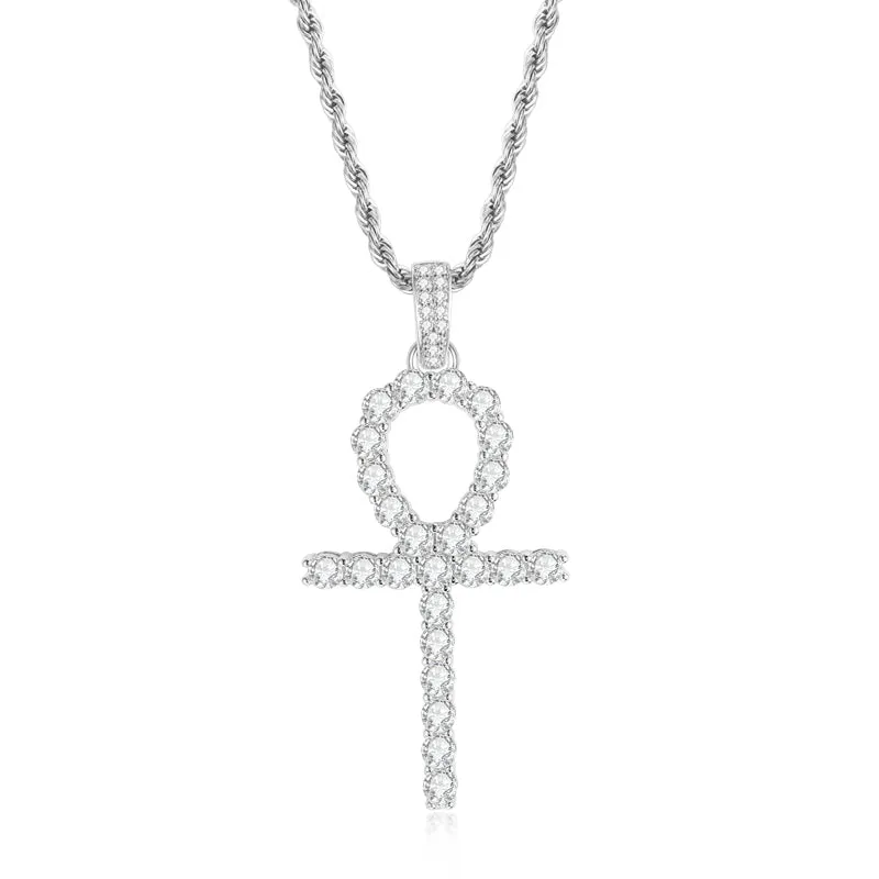 Created Diamond Hip Hop Rope Chain Pendant Necklace 23.62''