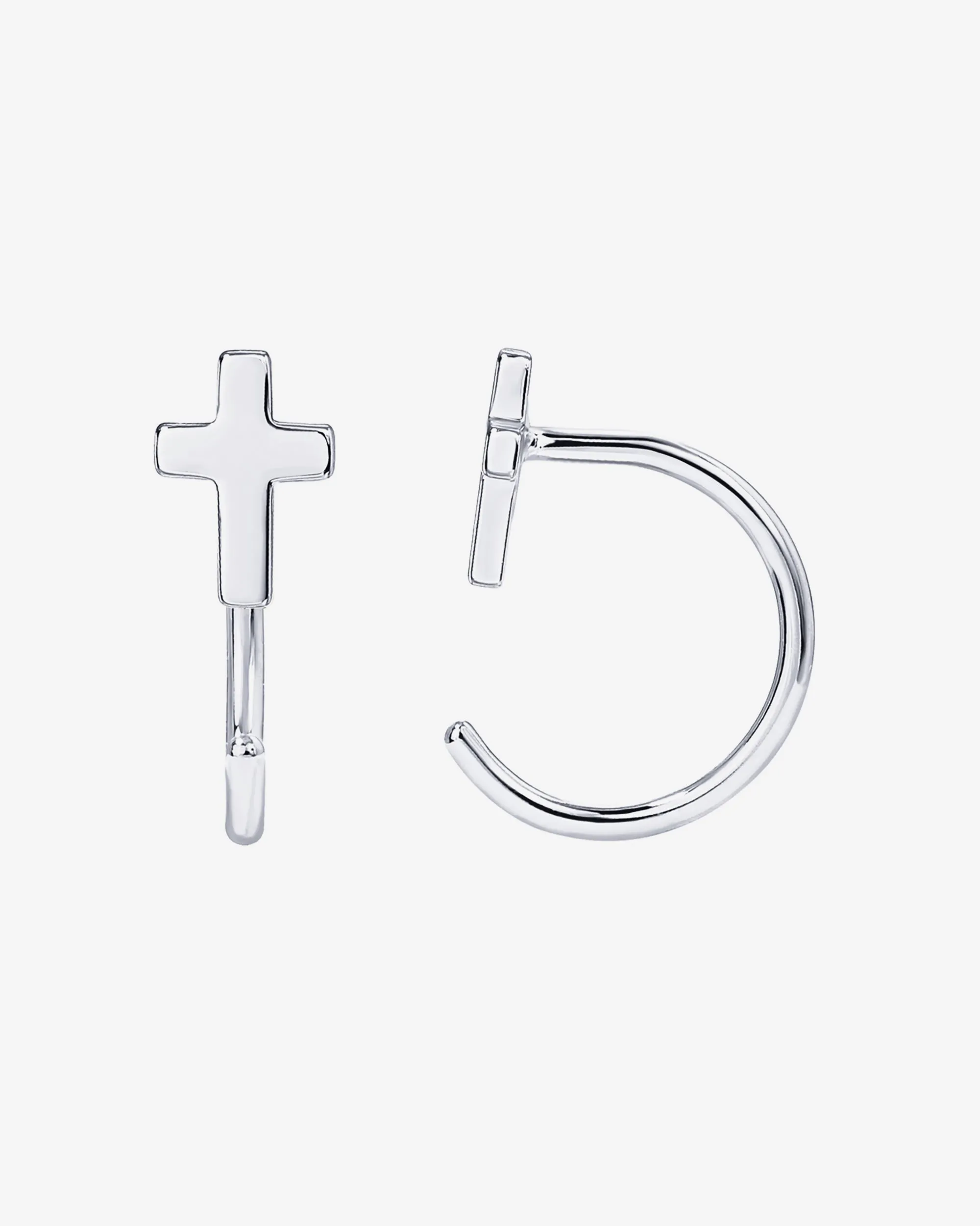 Cross Half Hoop Huggies