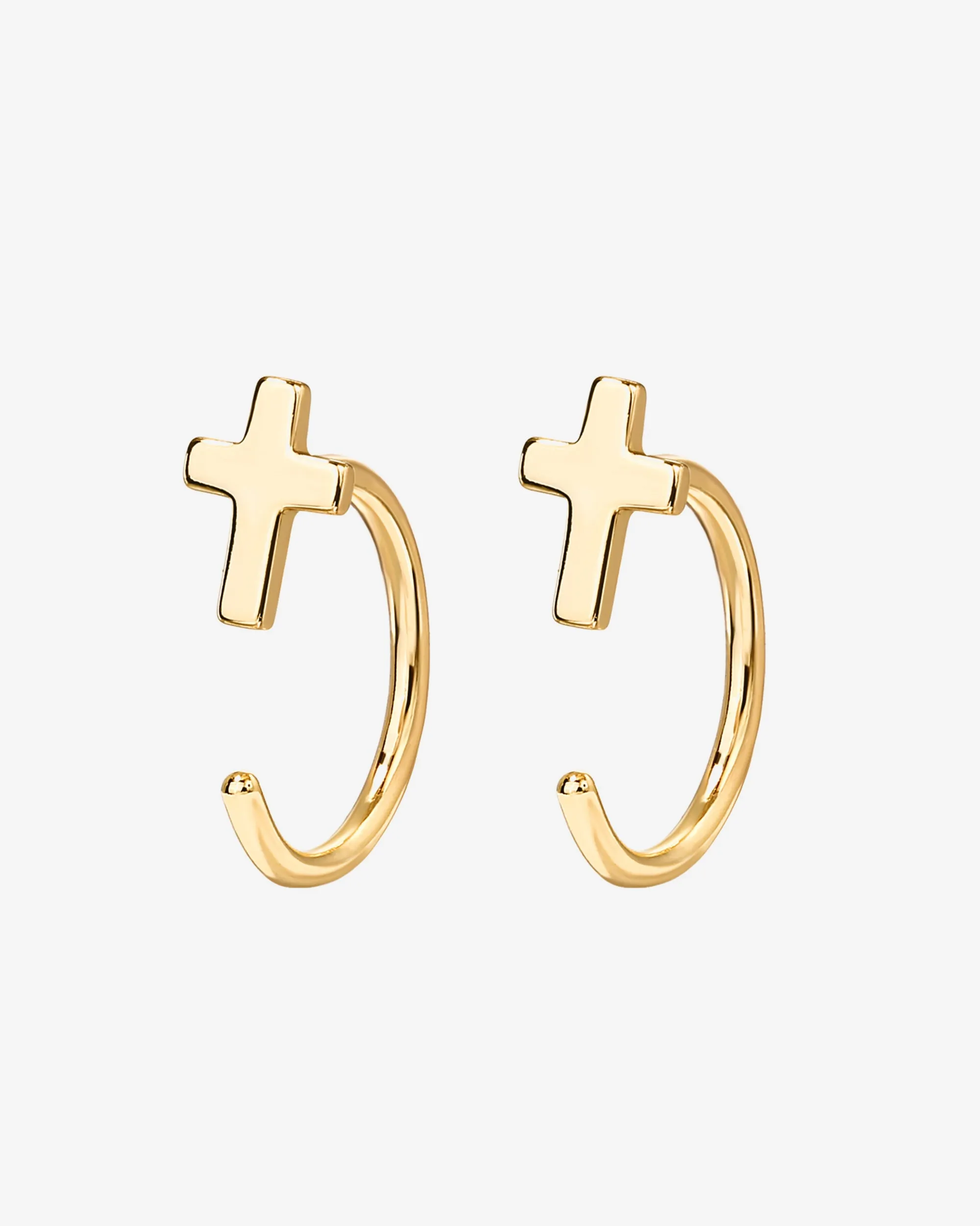 Cross Half Hoop Huggies