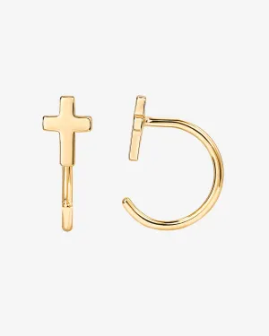 Cross Half Hoop Huggies