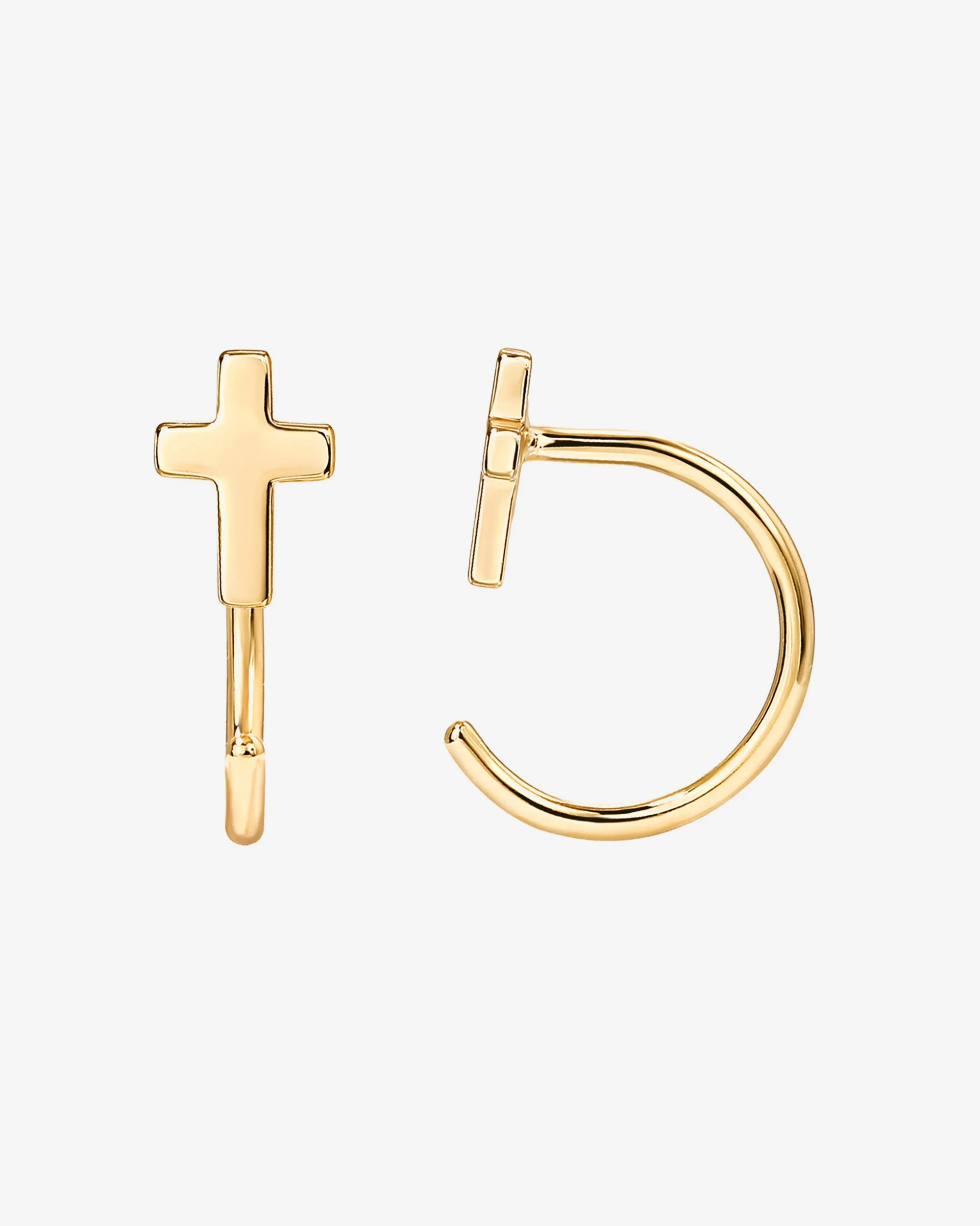 Cross Half Hoop Huggies