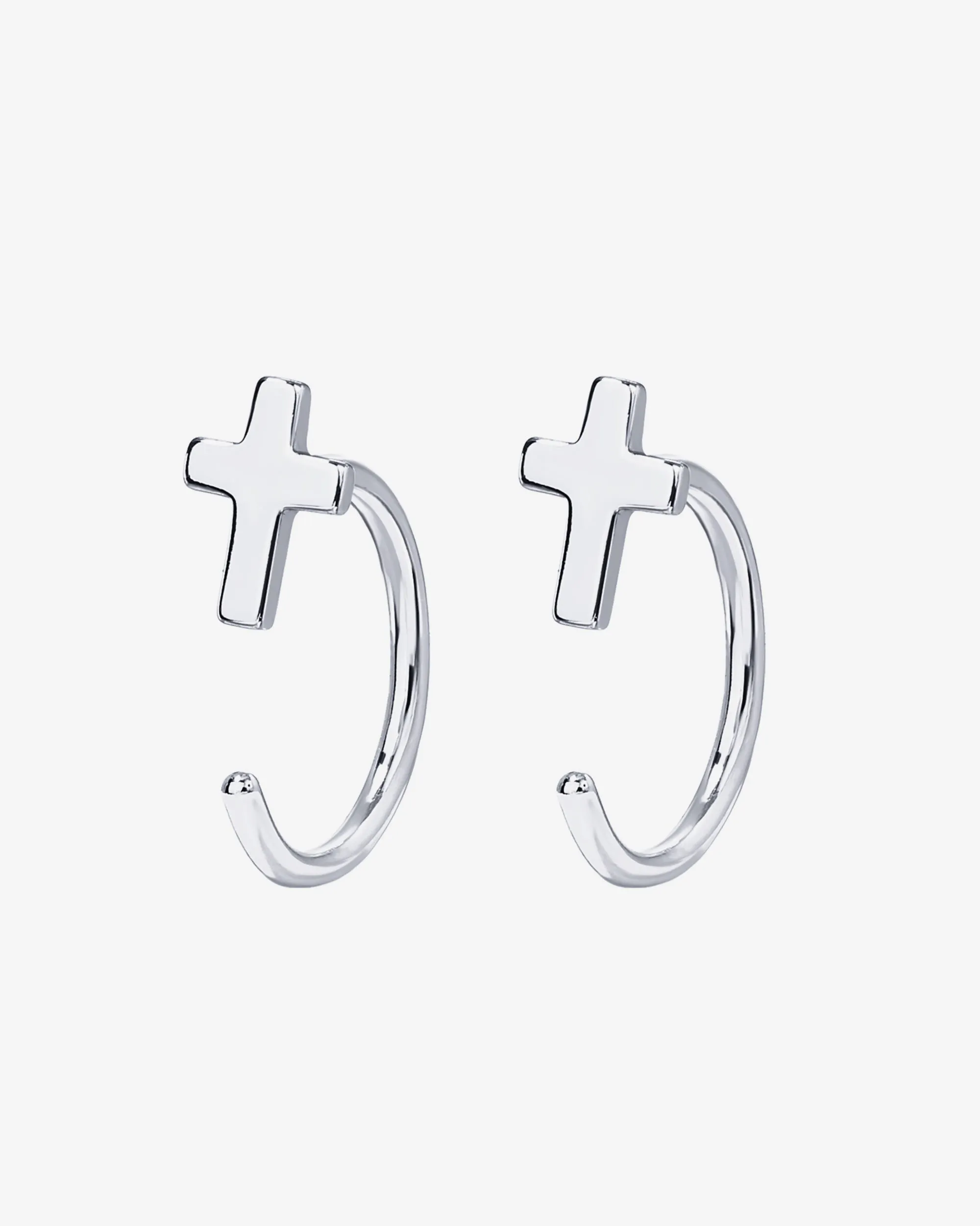 Cross Half Hoop Huggies