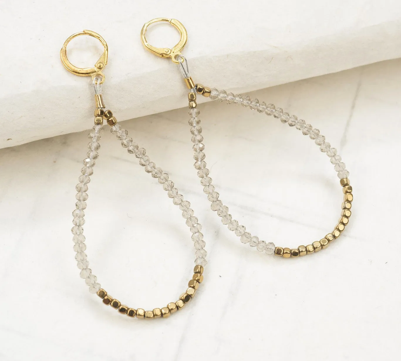 Crystal And Hematite Loop Earrings