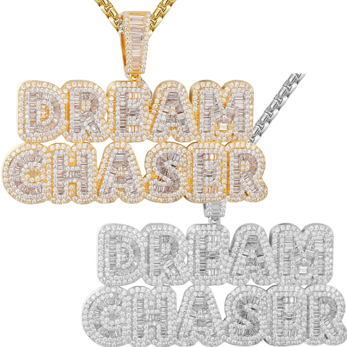 Custom  Dream Chaser  Simulated Diamond  Pendant With Chain