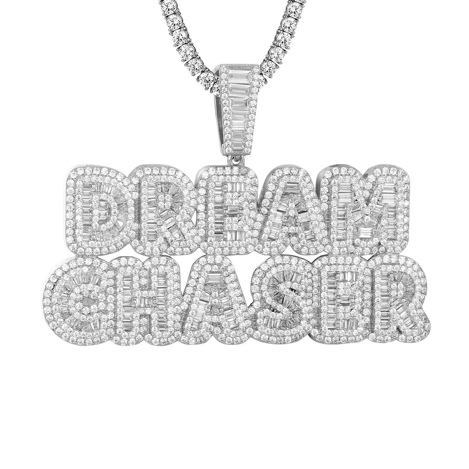 Custom  Dream Chaser  Simulated Diamond  Pendant With Chain