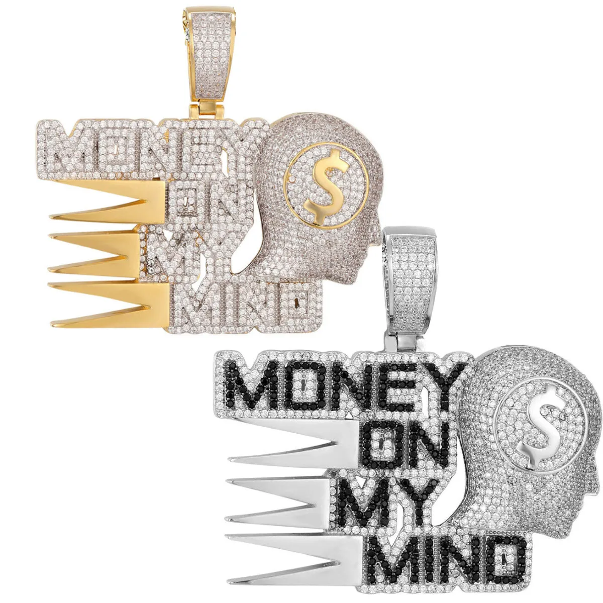 Custom Money On My Mind Simulated Diamond  Pendant With Chain