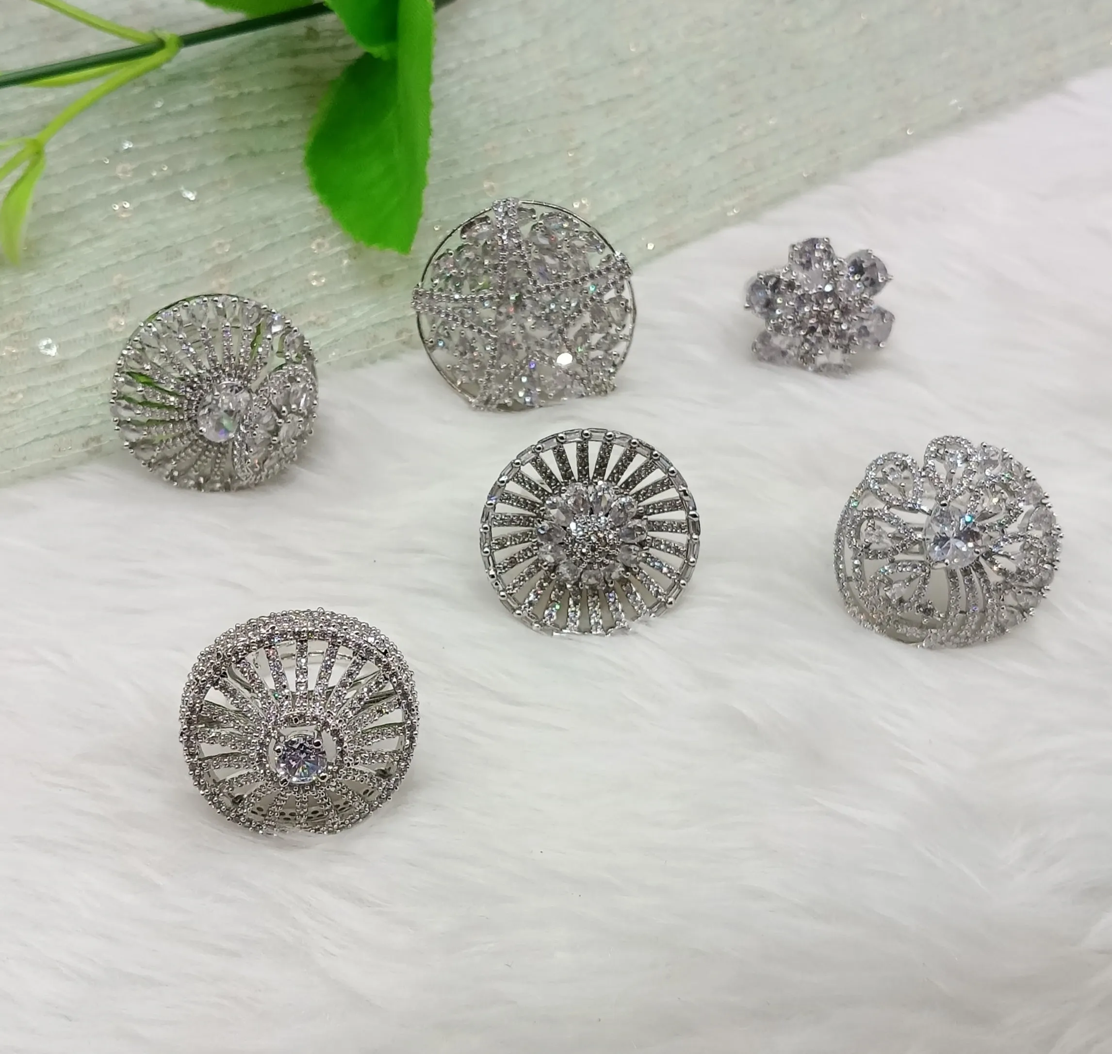 CZ American Diamond Adjustable Indian Finger Rings