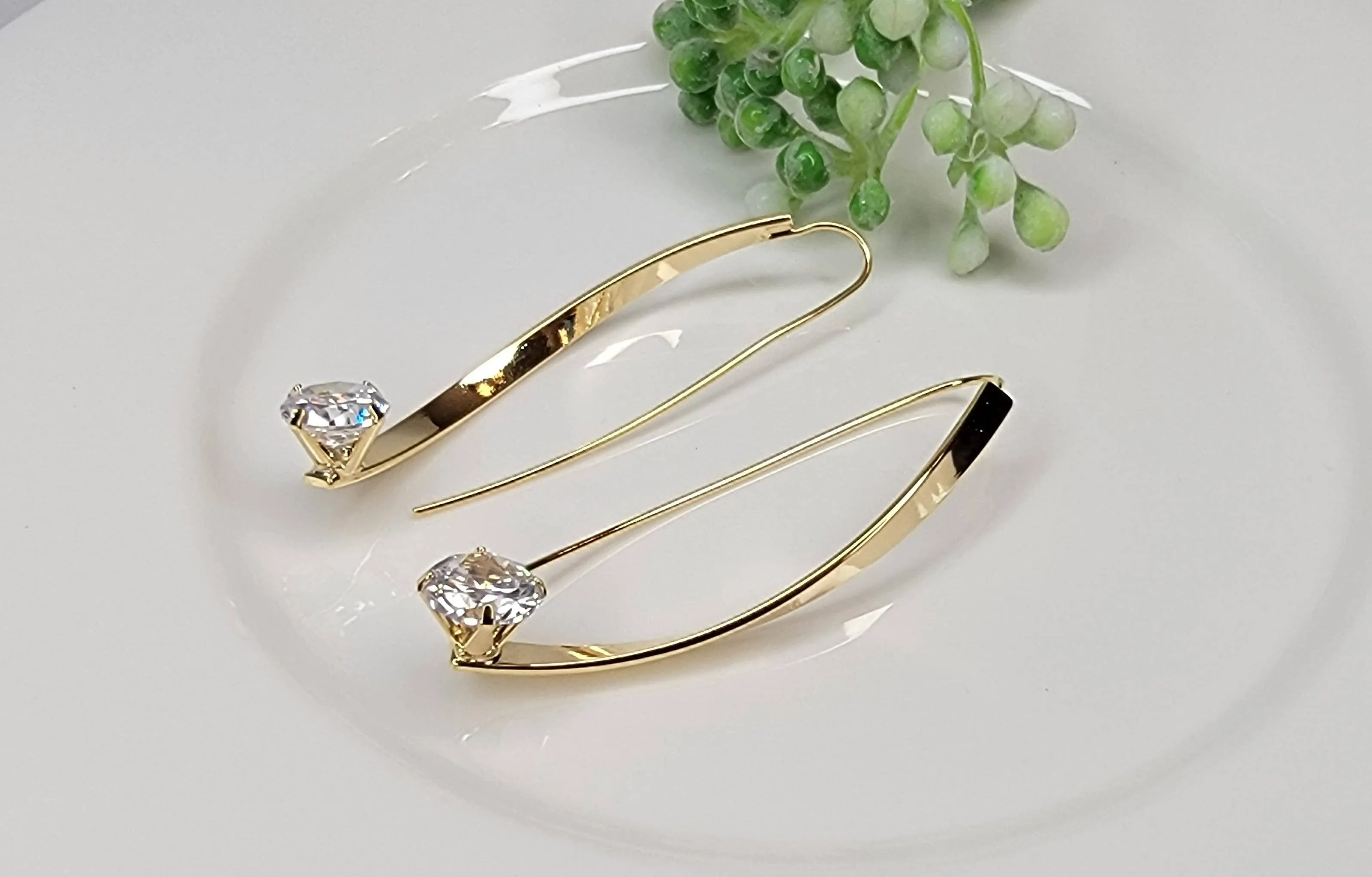 CZ Loop Dangle Earrings in Silver