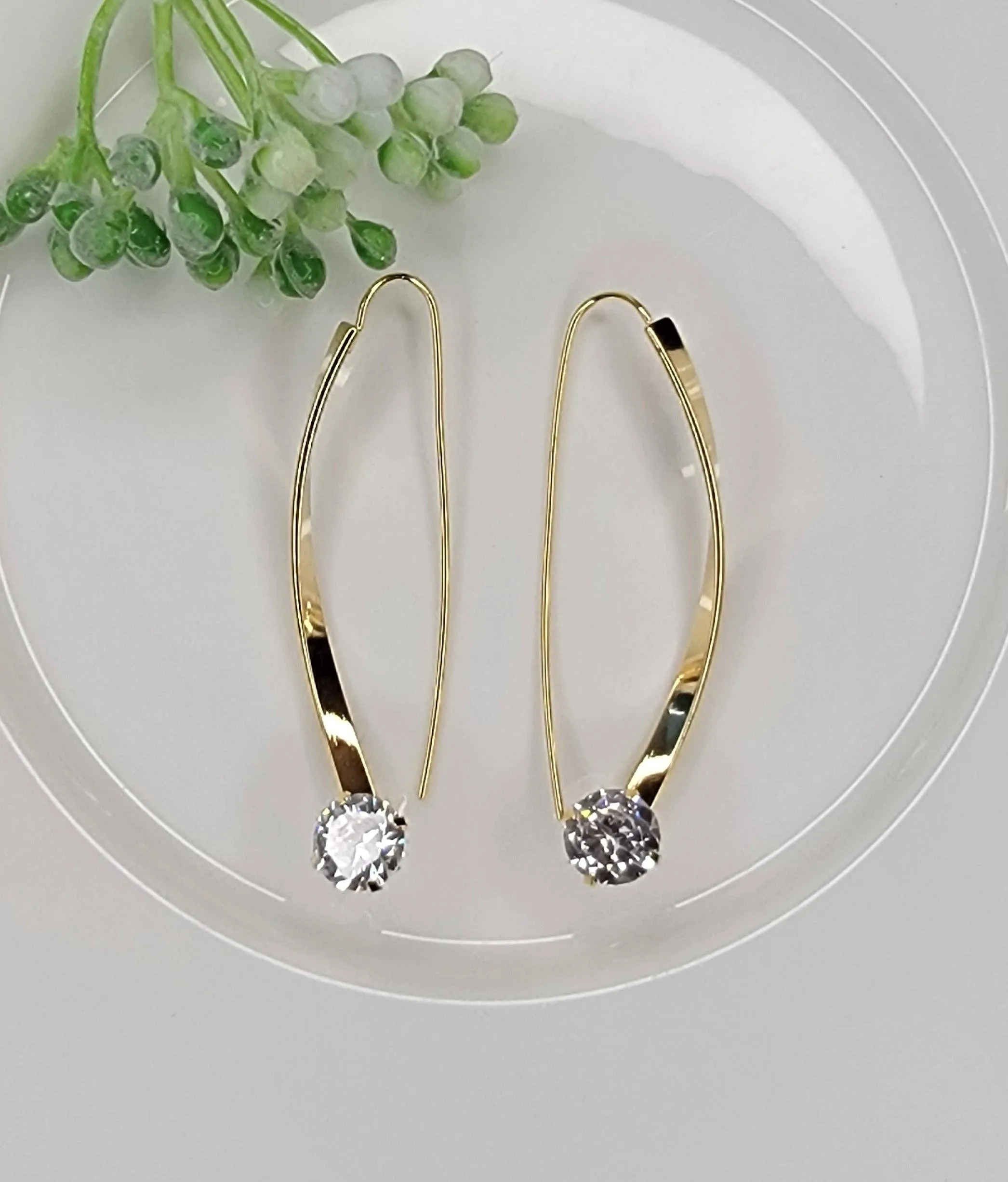 CZ Loop Dangle Earrings in Silver