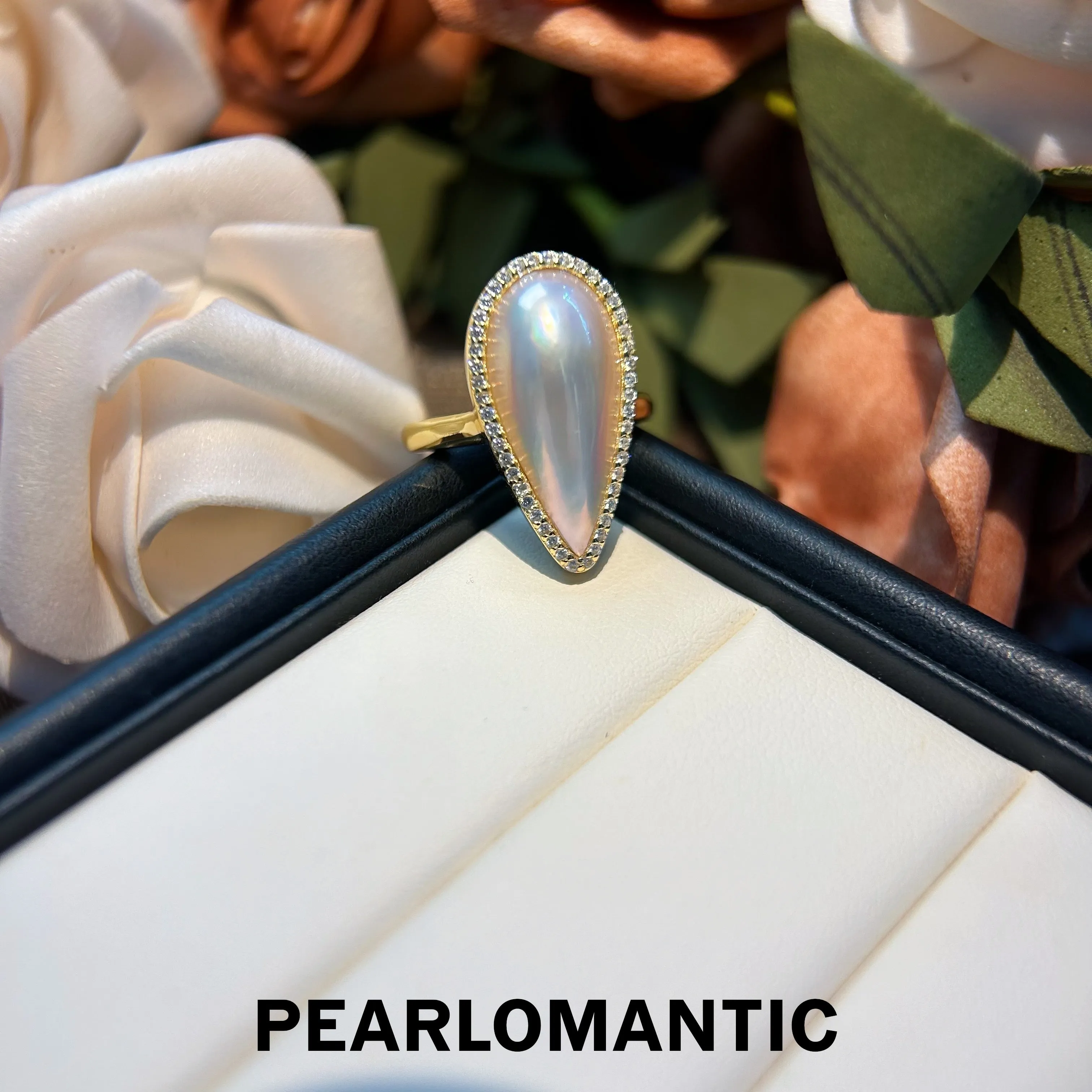 [Designer's Choice] Mabe Pearl 20mm Pear Shape Adjustable S925 Silver Rings