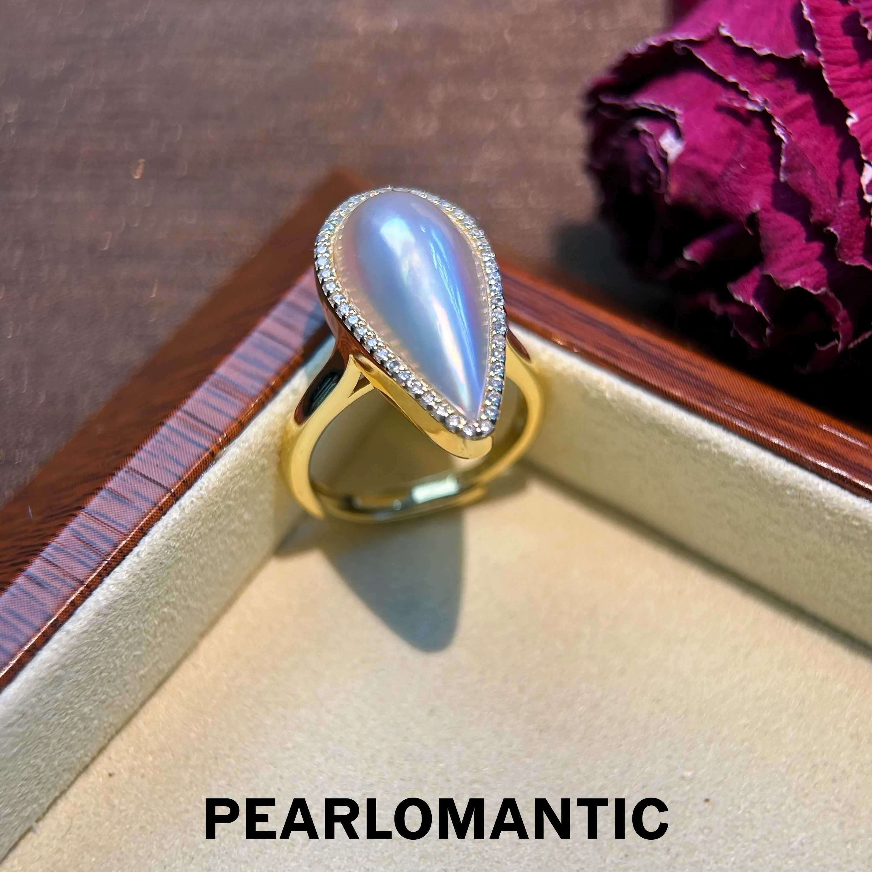 [Designer's Choice] Mabe Pearl 20mm Pear Shape Adjustable S925 Silver Rings