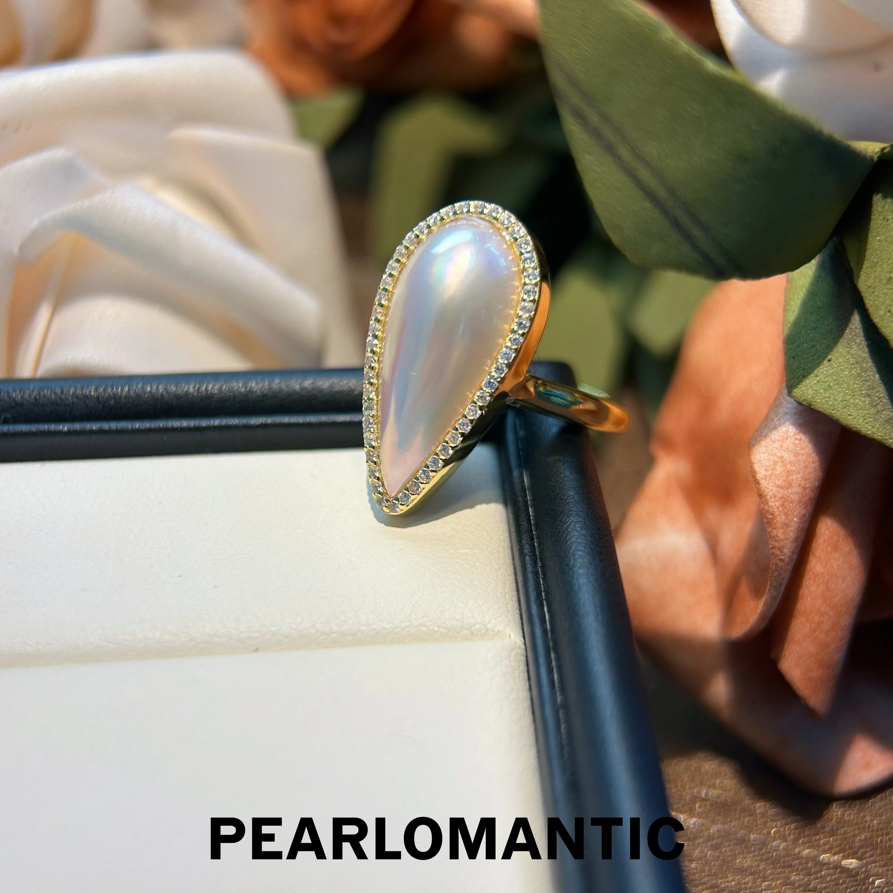 [Designer's Choice] Mabe Pearl 20mm Pear Shape Adjustable S925 Silver Rings