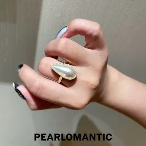 [Designer's Choice] Mabe Pearl 20mm Pear Shape Adjustable S925 Silver Rings