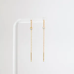 Diamond Bezel Loop Threader Earrings