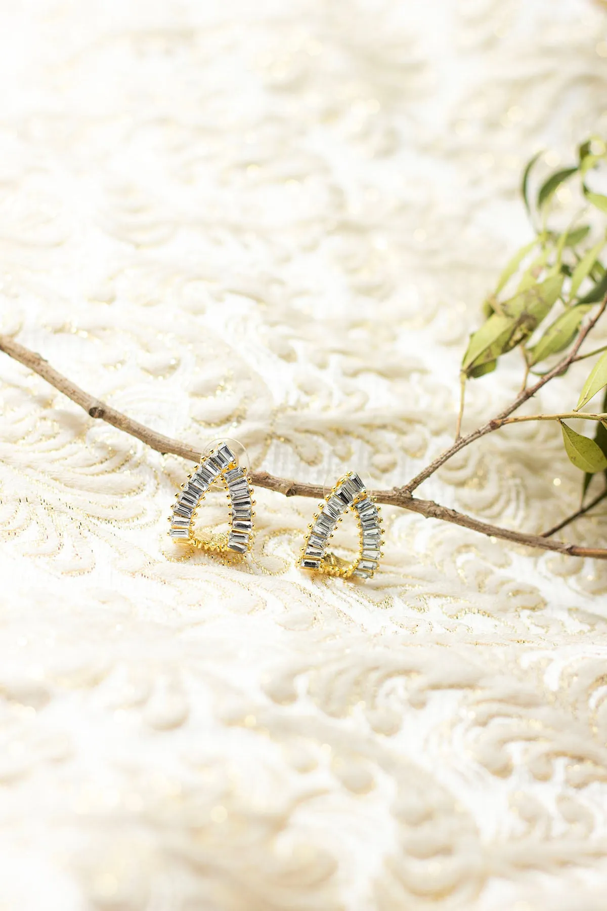 Diamond Gem Loop Cuff Earrings