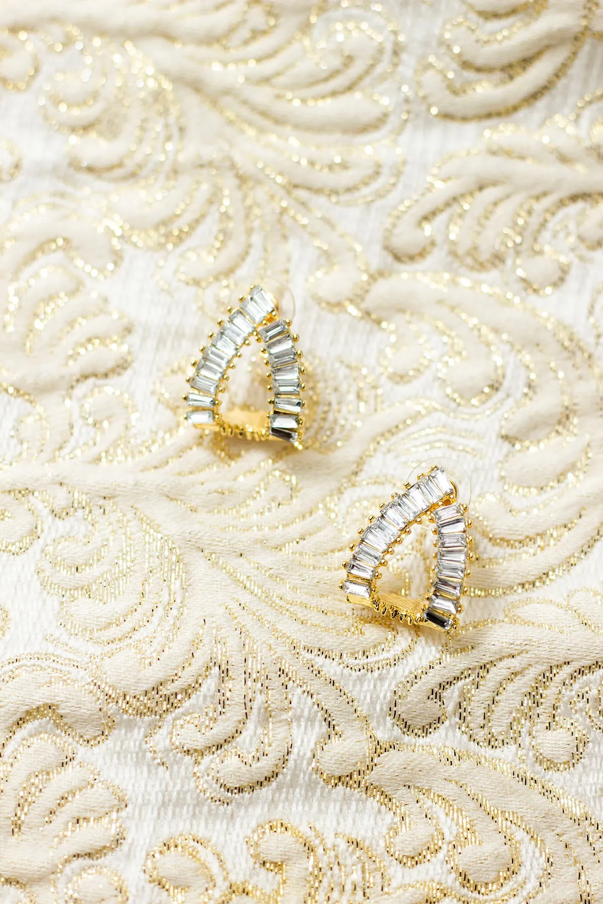 Diamond Gem Loop Cuff Earrings