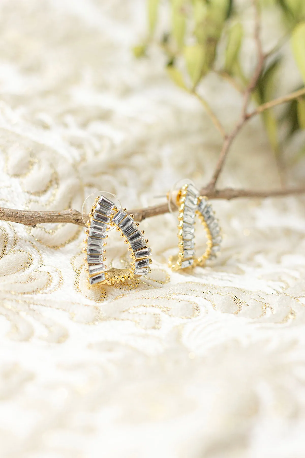 Diamond Gem Loop Cuff Earrings