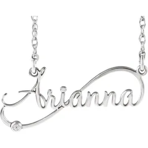 Diamond Infinity Inspired Script Nameplate Name Necklace