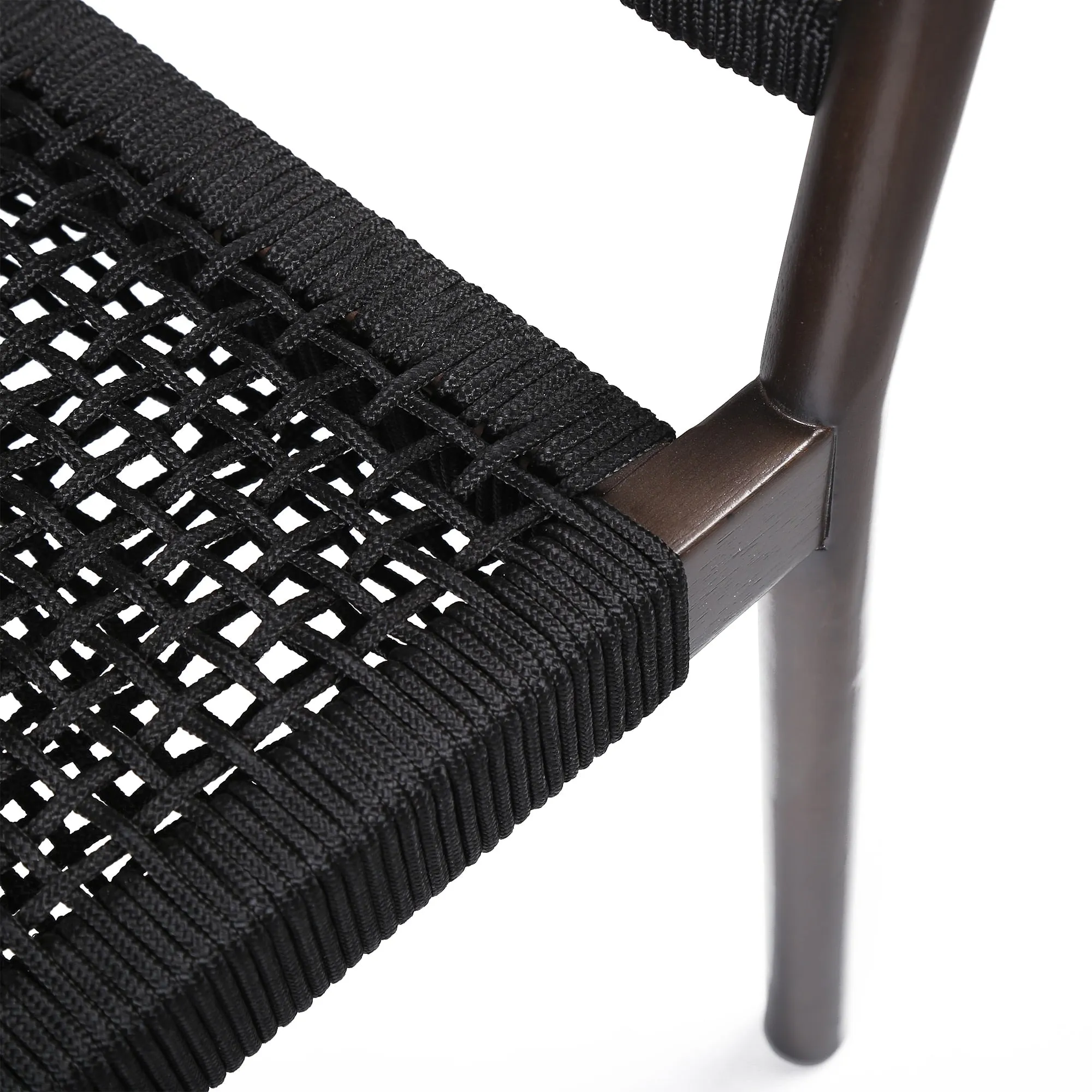 Doris Indoor Outdoor Dining Chair in Dark Eucalyptus Wood with Black Rope (Set of 2)