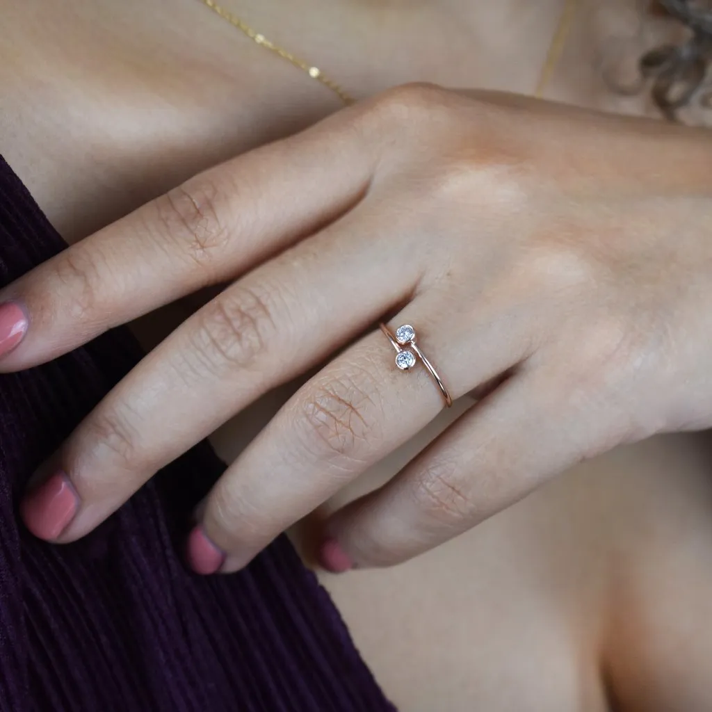 Double CZ Adjustable Ring