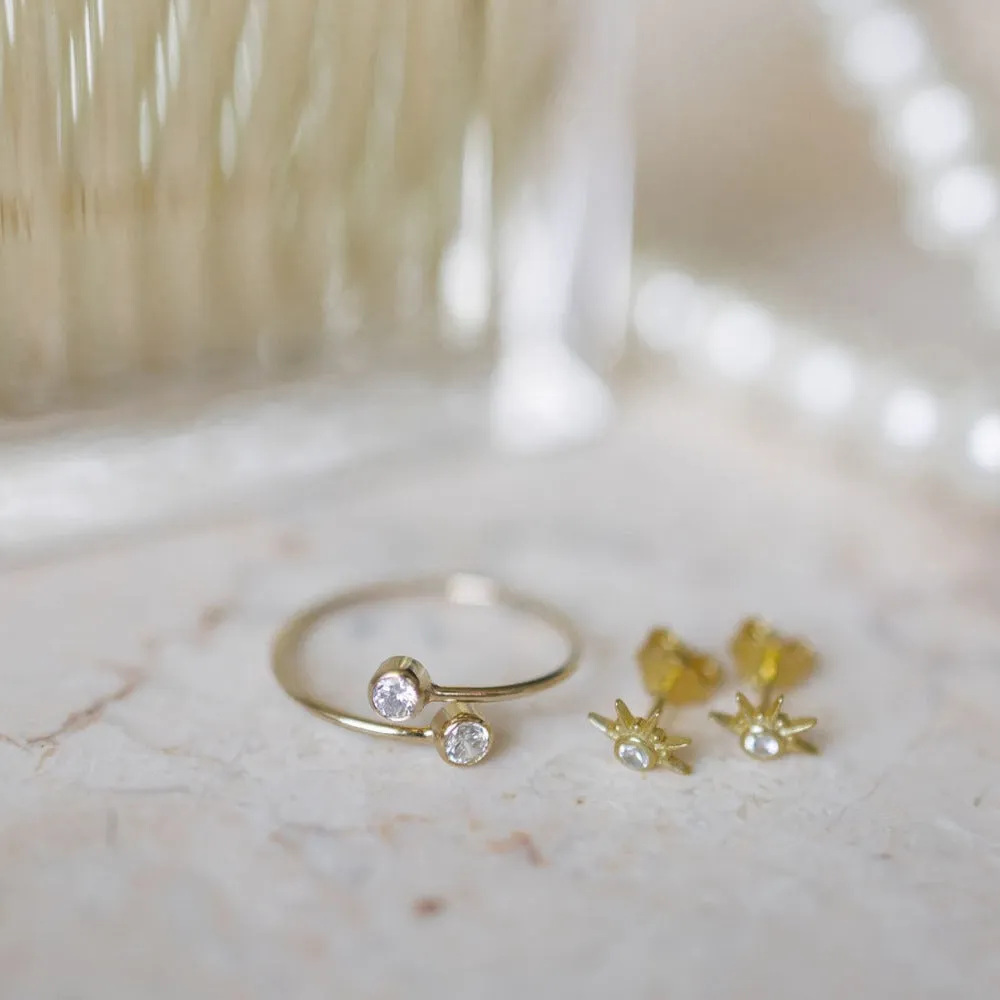 Double CZ Adjustable Ring