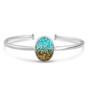Dune Jewelry Explorer Oval Cuff Bracelet - Silver - Turquoise Gradient