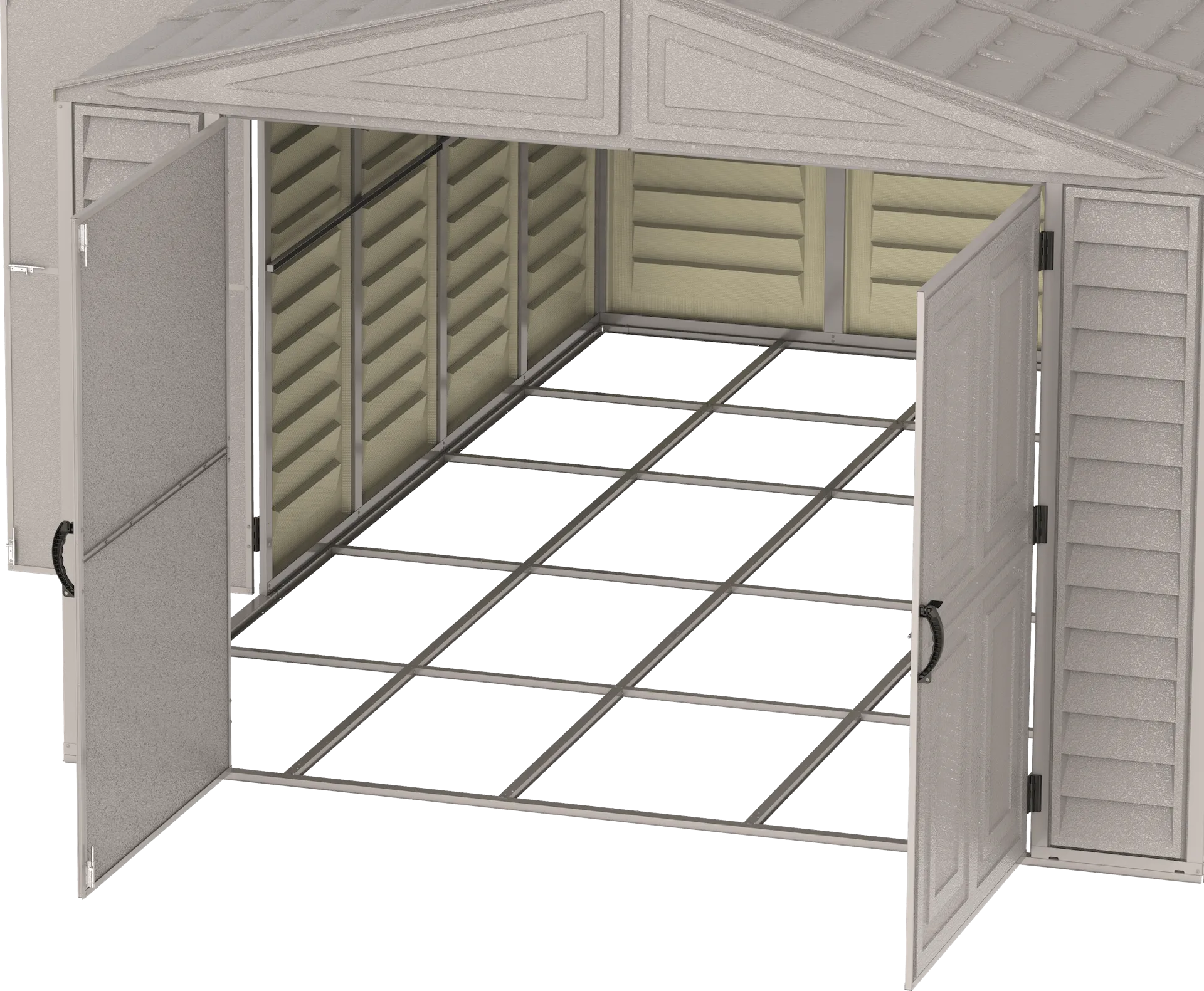 Duramax Vinyl Garage 10.5x15.5 w/ Foundation 2 Windows 15026