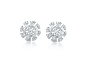 Earrings 18kt Gold Diamonds Flower Stud