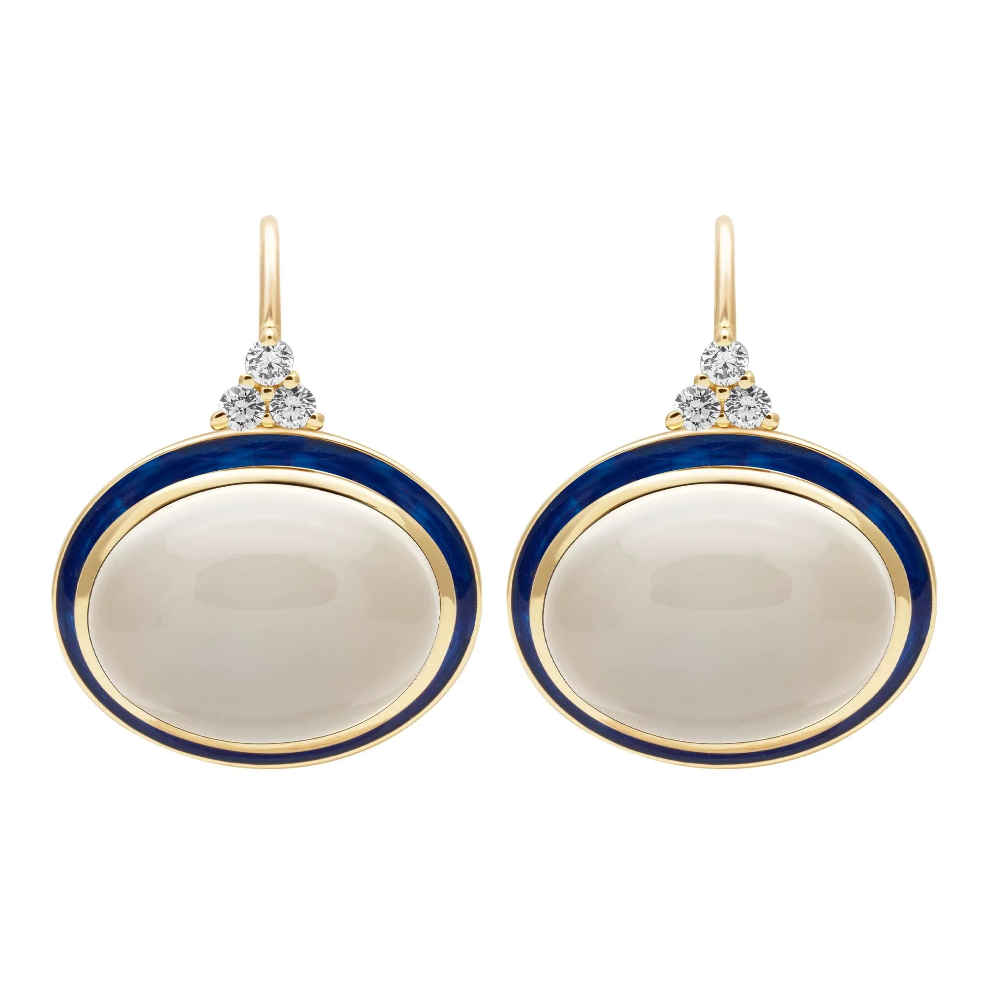 Earrings - Moonstone And Diamond (Enamel) (2398D)
