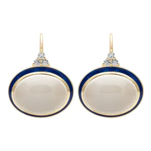 Earrings - Moonstone And Diamond (Enamel) (2398D)