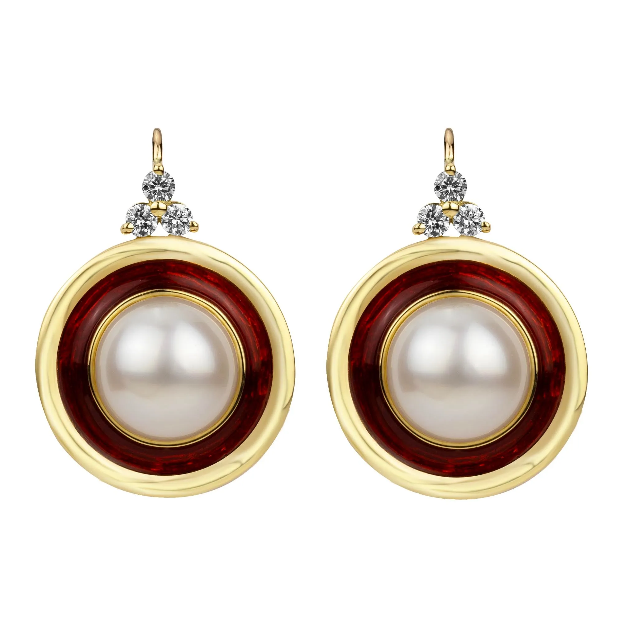 Earrings - South Sea Pearl And Diamond (enamel) (2358D)