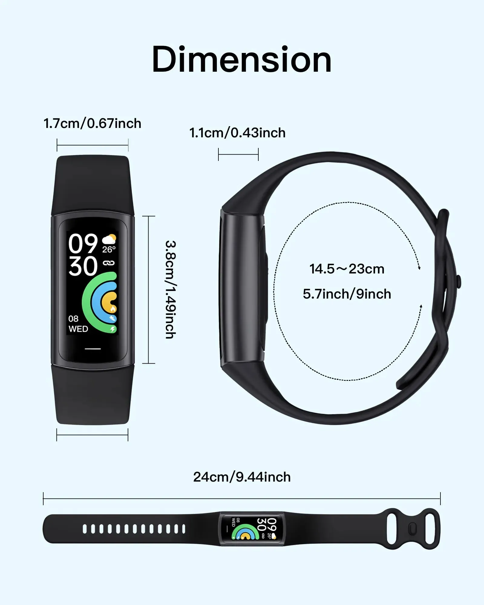 EFFEOKKI C68L 0.96" LCD Smart Fitness Band