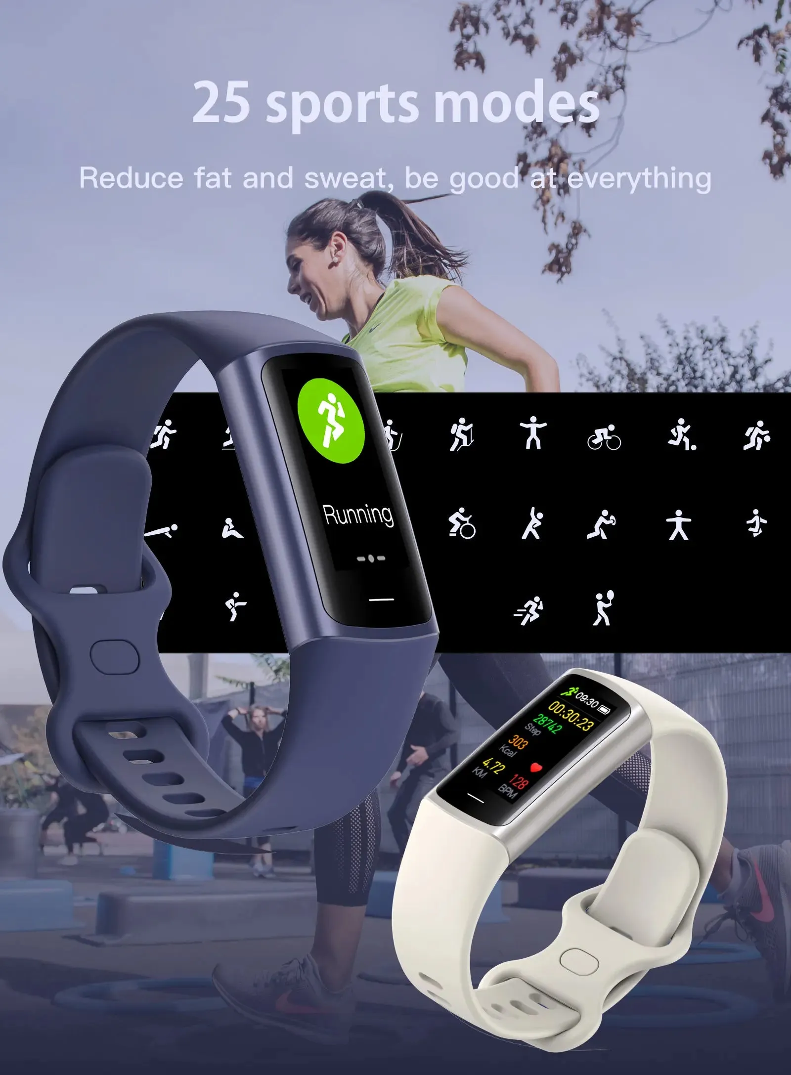 EFFEOKKI C68L 0.96" LCD Smart Fitness Band