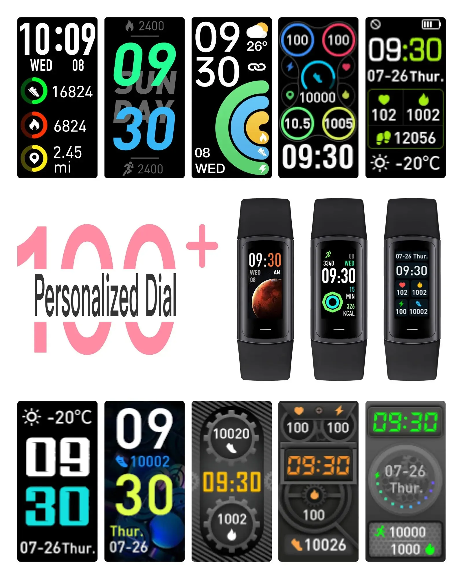 EFFEOKKI C68L 0.96" LCD Smart Fitness Band