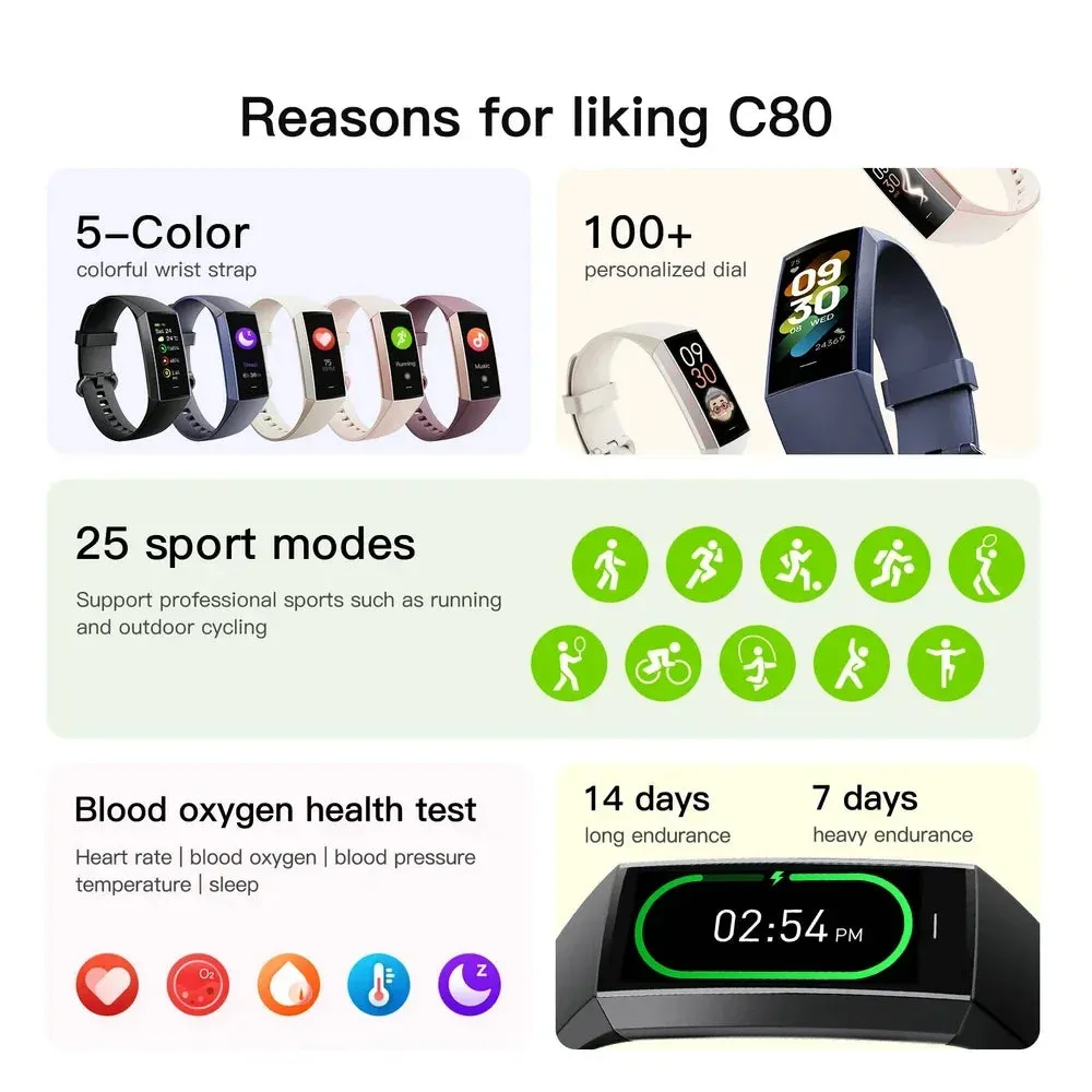 EFFEOKKI C80 1.10" AMOLED Smart Fitness Band